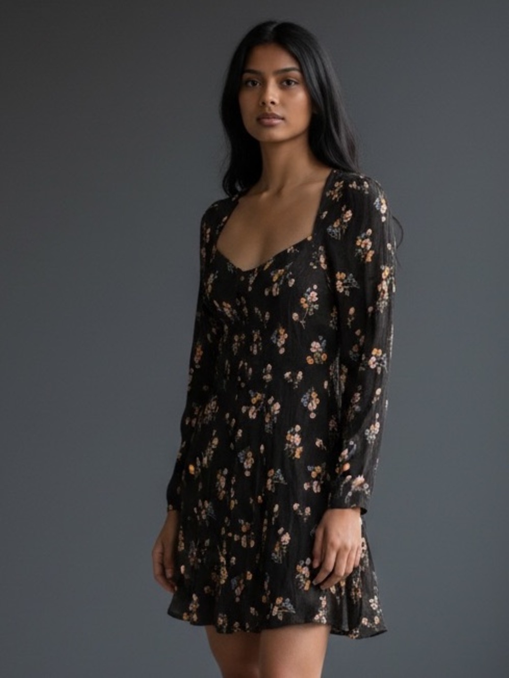 Reformation Indira Mini Dress Black Floral